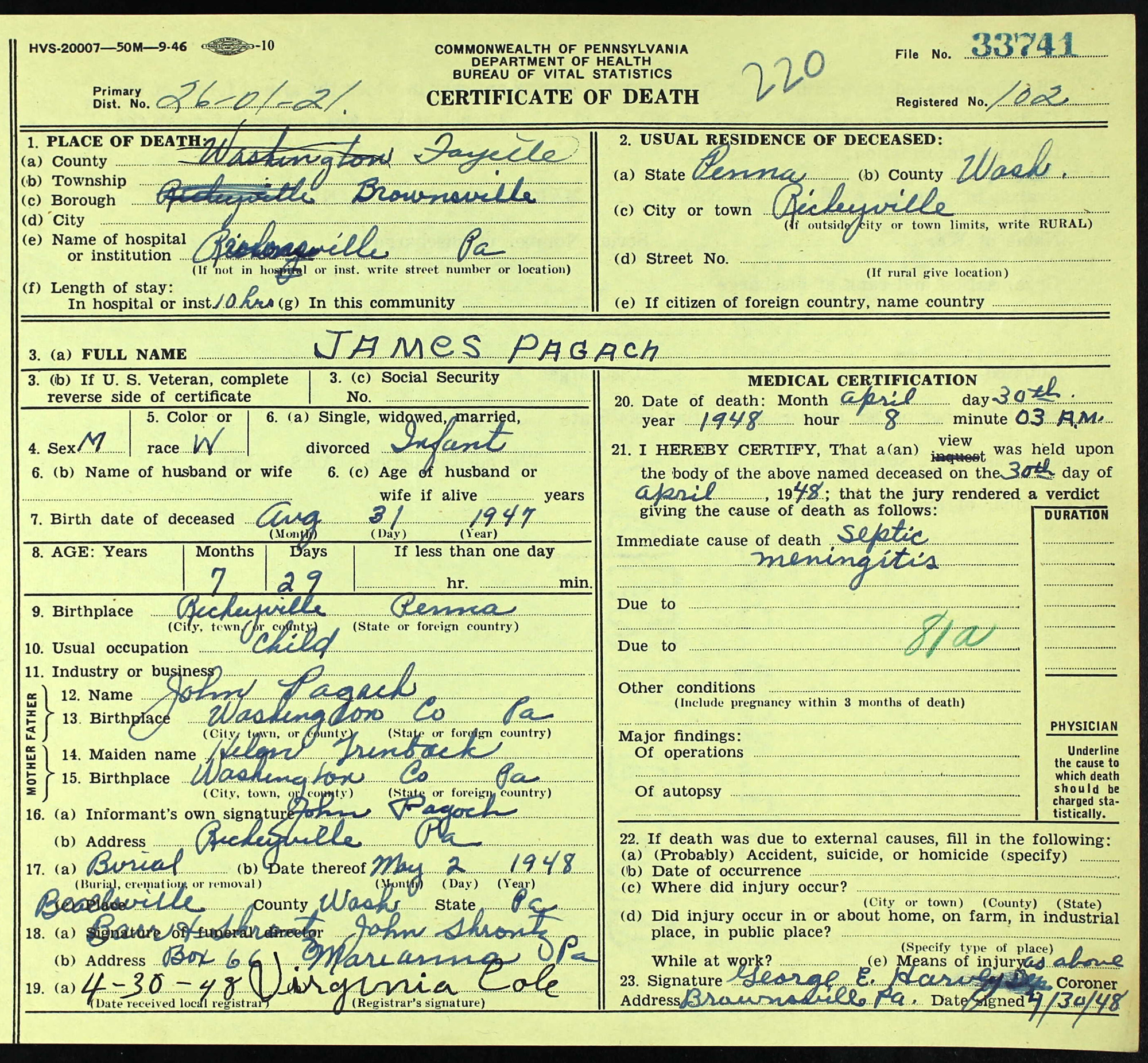 death certificate